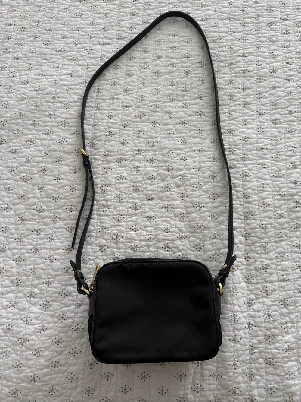 Authentic Prada Mini Nylon Vela Saffiano Double Zip  CrossBody Bag
